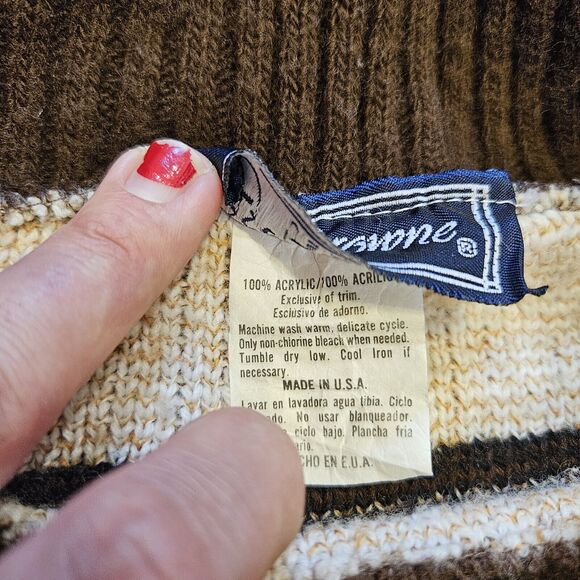 Vtg JJ Browne Cowl Neck Sweater Womens XL Brown Aztec Southwestern Boho Western - Picture 7 of 10